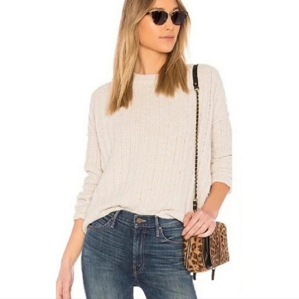 ATM Anthony Thomas Melillo Chenille Crew Neck Sweater Size Small Cream